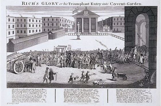 John Rich taking possession of Covent Garden Theatre in 1732. Its first performance was The Way of the World.
