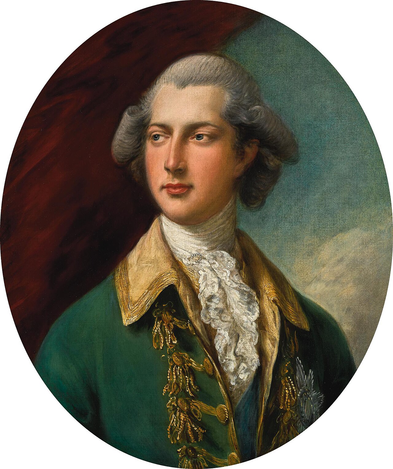 Portrait of H.R.H. Prince George, Prince of Wales (1762–1830), later King George IV THOMAS GAINSBOROUGH, R.A. Sudbury 1727 - 1788 London oil on canvas, framed as an oval 75.5 x 63 cm.; 29¾ x 24¾ in.